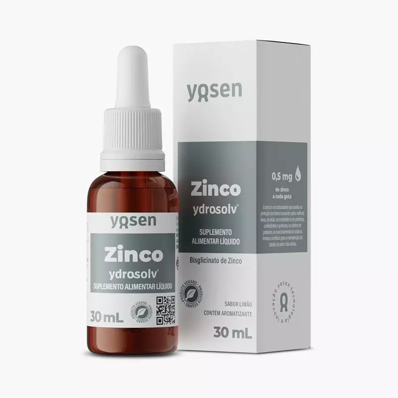 Zinco Ydrosolv 30ml - Sabor limão Contém aromatizante 